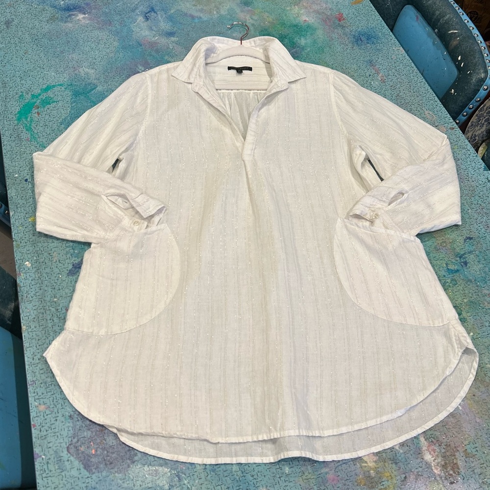 Crisp White & METALLIC Striped Shirt